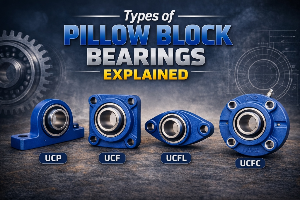Different types of pillow block bearing housing units side by side